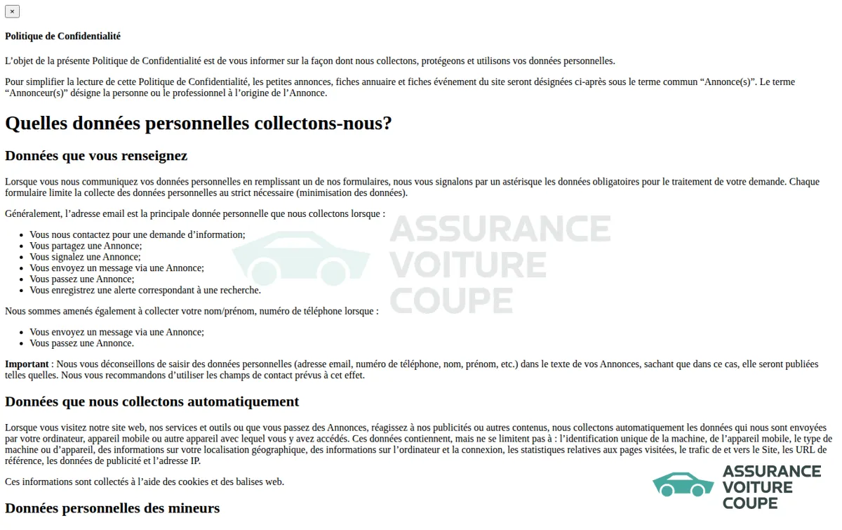 Capture : page du site officiel