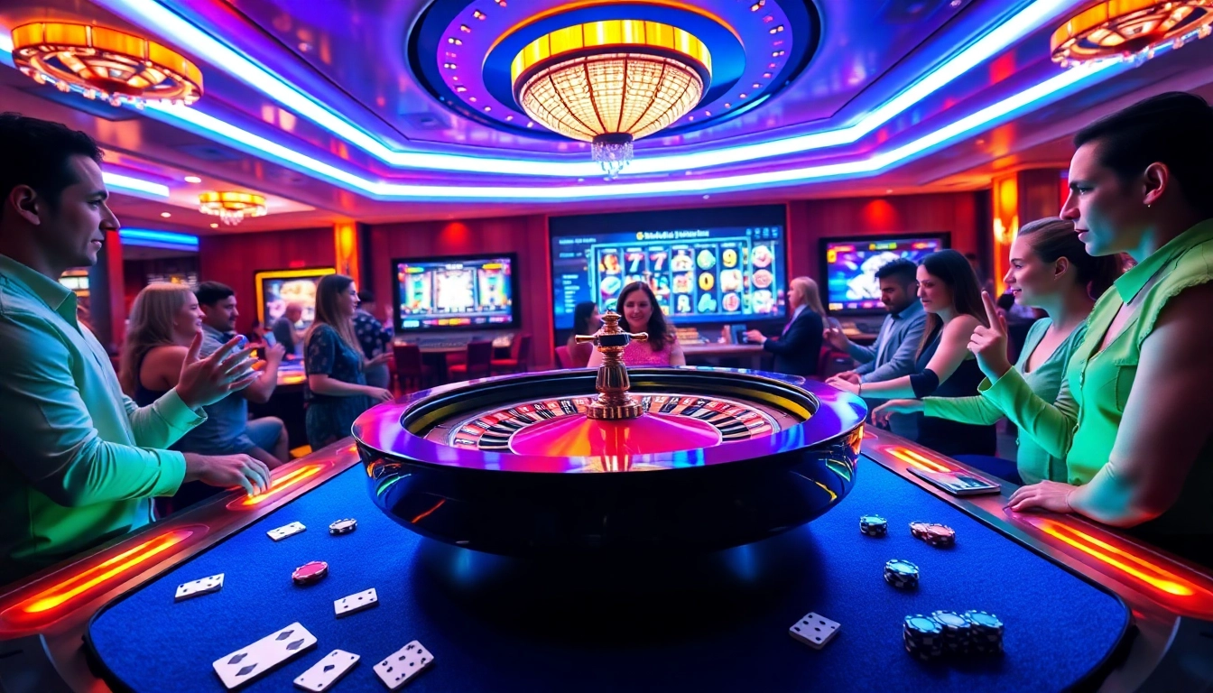Exciting gameplay at the S 8 casino with vibrant roulette and engaging gamblers.