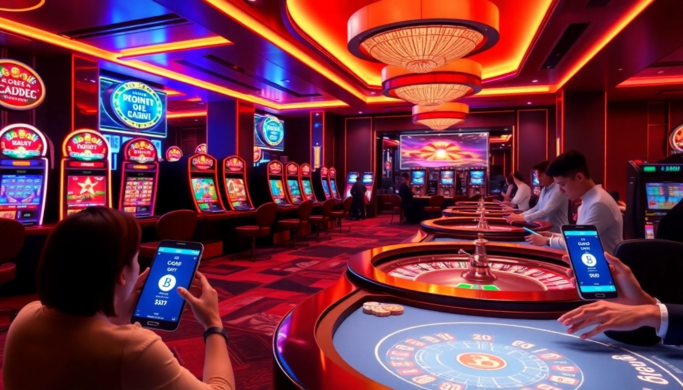 Experience excitement at a crypto online casino with glowing tables and engaging games.