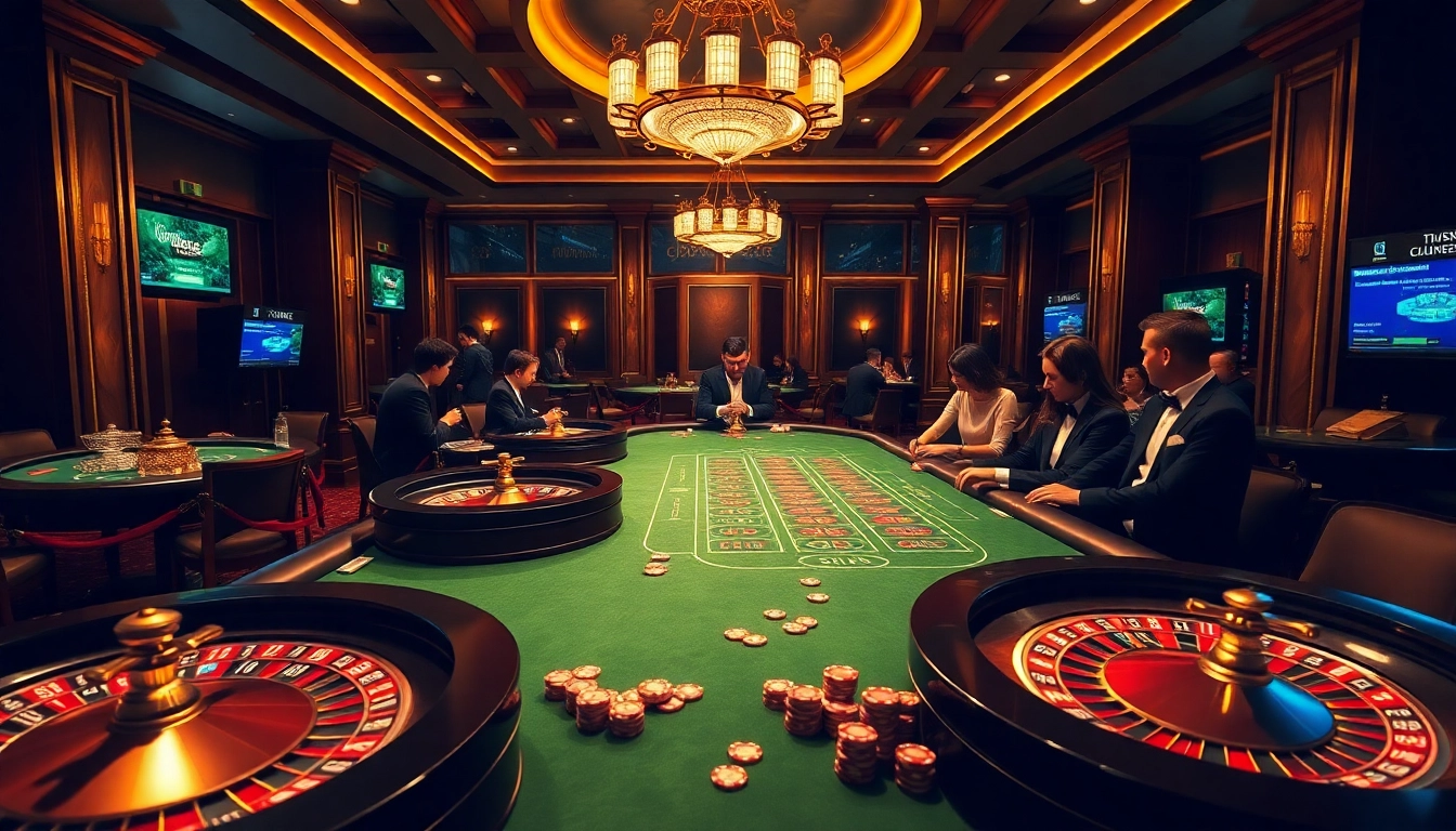 Engaging in high-stakes gameplay at https://tylekeo.asia/ with sophisticated gamblers at a luxurious casino table.