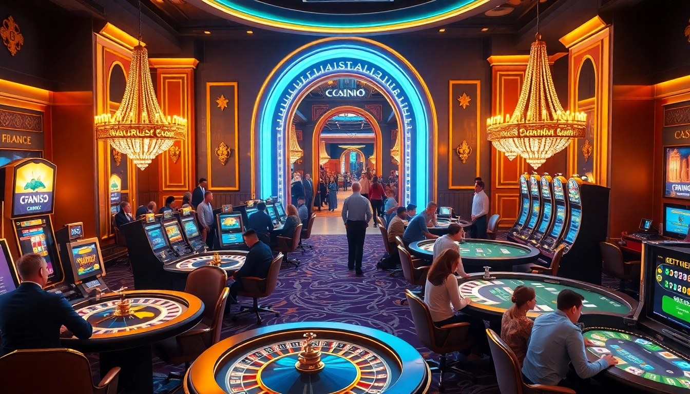 Players enjoying games at a vibrant crypto casino France with exciting tech and roulette wheels.