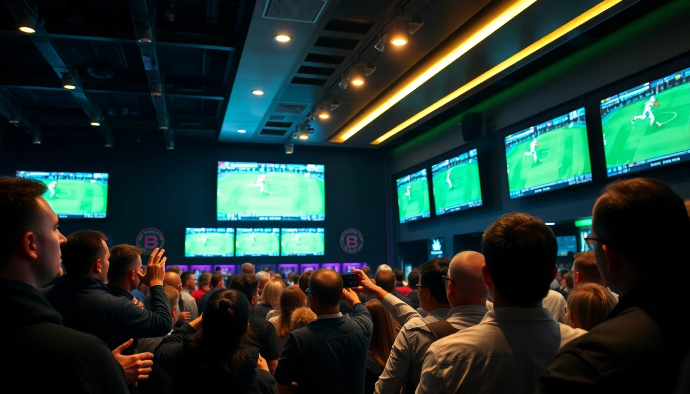 Visual of the meilleur site de paris sportifs showcasing an engaging sports betting lounge filled with excitement.